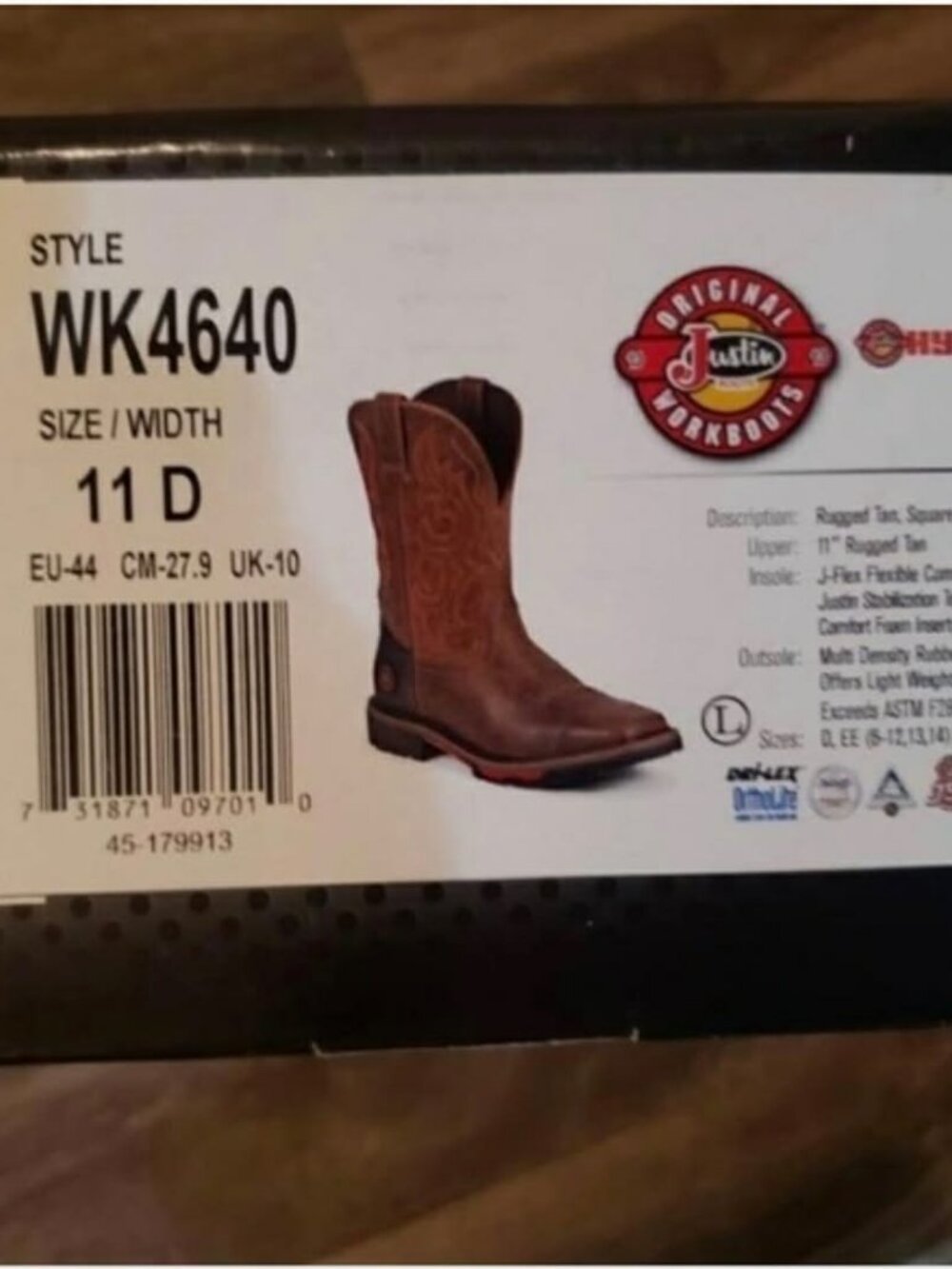 Justin Boots Hybred Men's Sz 11, Brown Leather - Picture 6 of 6